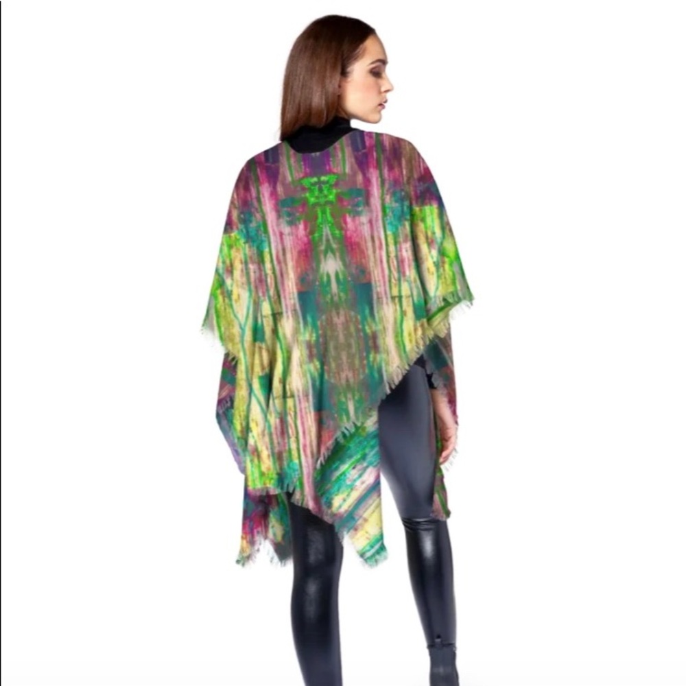 NWT Wool Poncho Sweater Scarf Shawl, HIDDEN BEAUTY by Noora Elkoussy/Vida - Picture 4 of 6